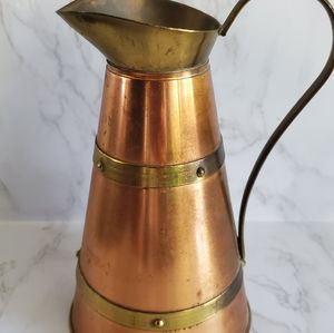 VINTAGE Small Copper and Brass WATERING PITCHER